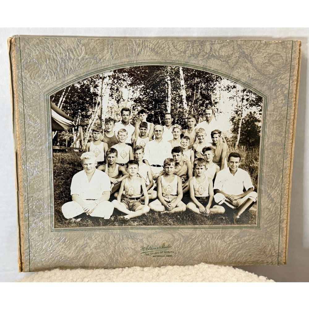 Vintage New England 1920s Boys Camp Original Photo Atkins Studio Waterville ME